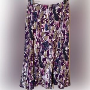 💥Judith Hart Petites Skirt Abstract Print Multicolored Zipper Elastic  MIDI 10P